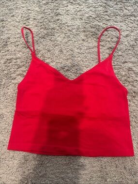Anthropologie Red Spaghetti Strap V-Neck Crop Tank Top Cropped S/M